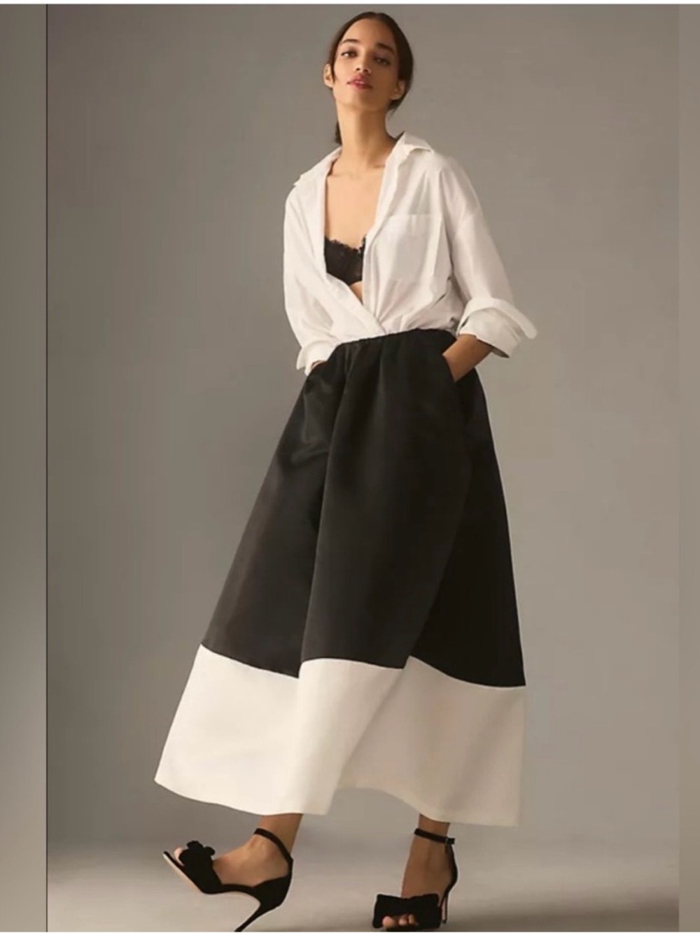 NWT Anthropologie Mare Mare Colorblock Formal Wedding Satin Maxi Skirt- Size M